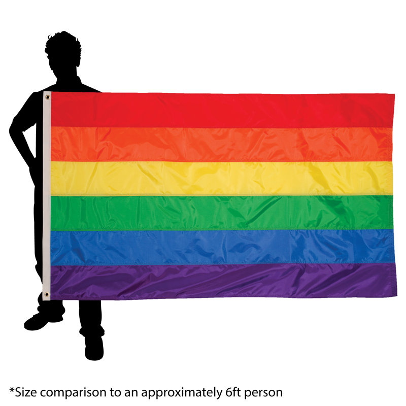 Drapeau arc-en-ciel à œillets, H 48 po x l 50 po