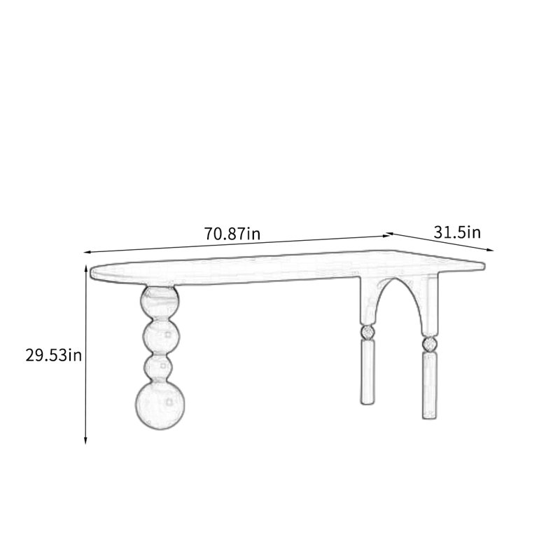 Table de salle à manger French French, H 29,53 po x L 70,87 po x l 31,5 po