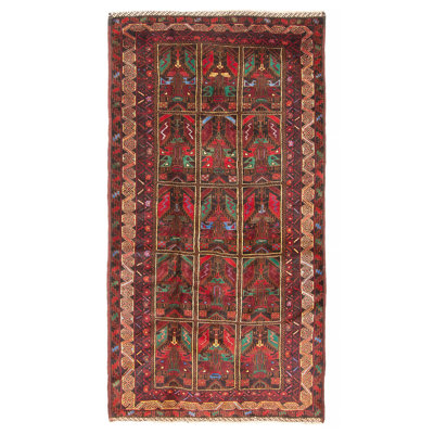 Teimani Dark Red Rug 3'7" x 6'8"
