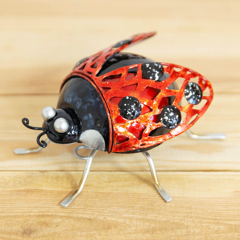 Sonnie Ladybug Metal Garden Statue