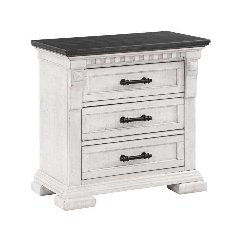 3 Nightstand In Antique White - Transitional Bedroom Furniture Piece Elegant Chest