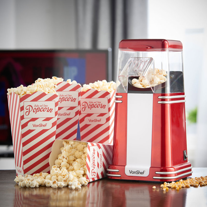 VonShef Hot Air Popcorn Popper, Cinema Style Machine