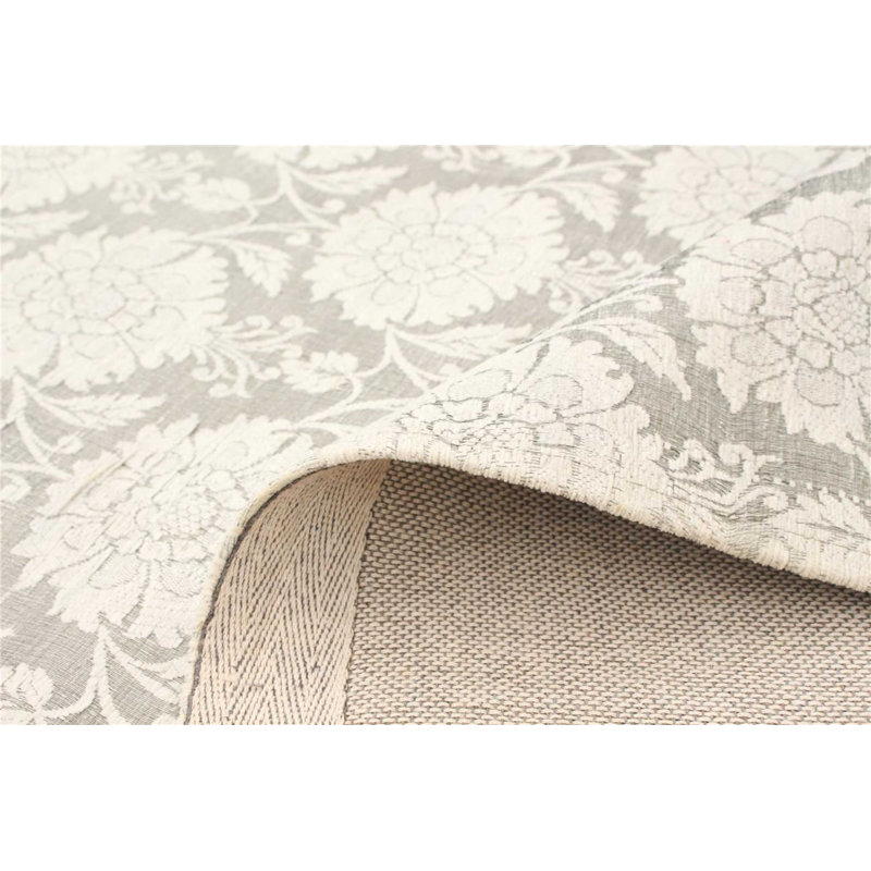 Tapis de zone beige noué la à la main floral Wagenen