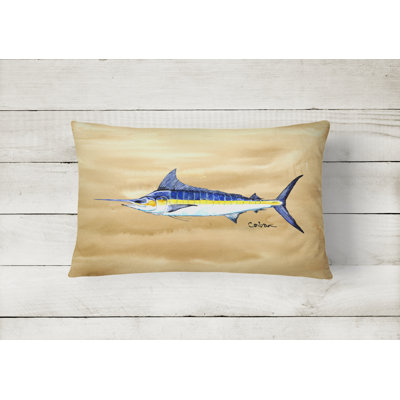  Swordfish on Sandy Beach Indoor/Outdoor Throw Pillow