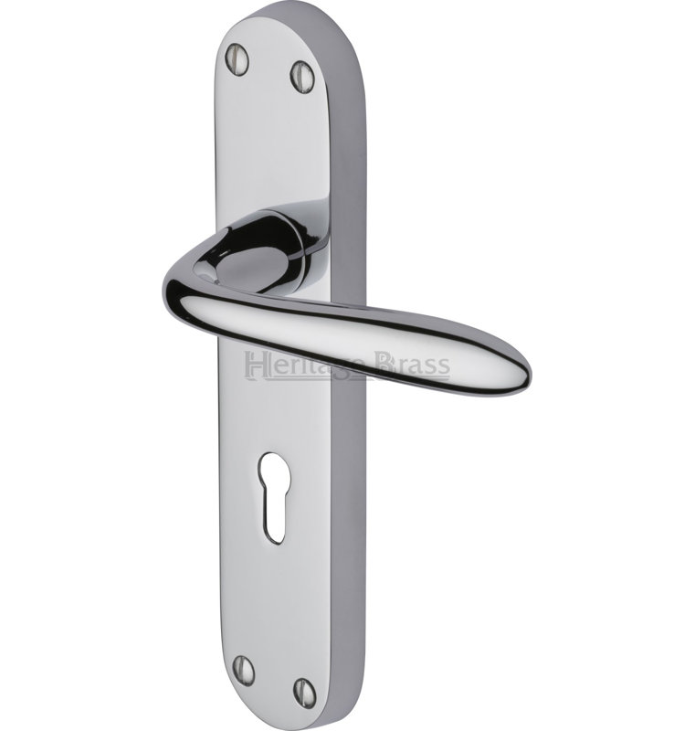 Heritage Brass Heritage Door Handle Lever Lock Sutton Design, Polished Chrome