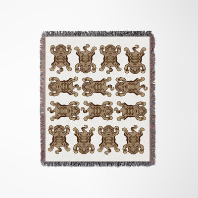 Usha Tibetian Tiger Cotton Blend Blanket Throw