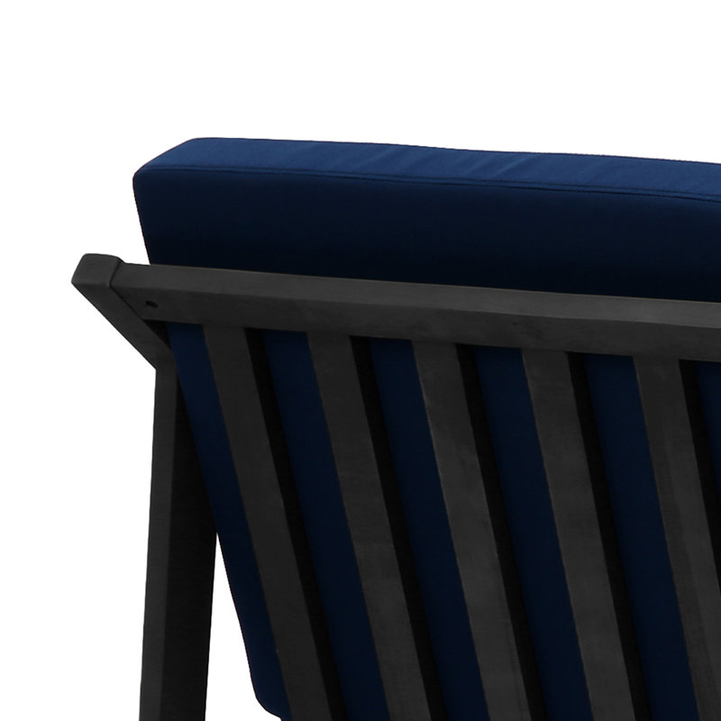 Marlo Teak Outdoor Six-person Patio Set With Cushions And Two Tables, Navy, Black