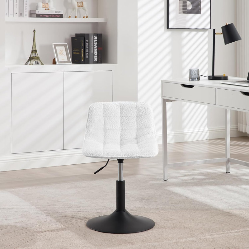 Nikeea Swivel Upholstered Adjustable Height Counter Stool, White