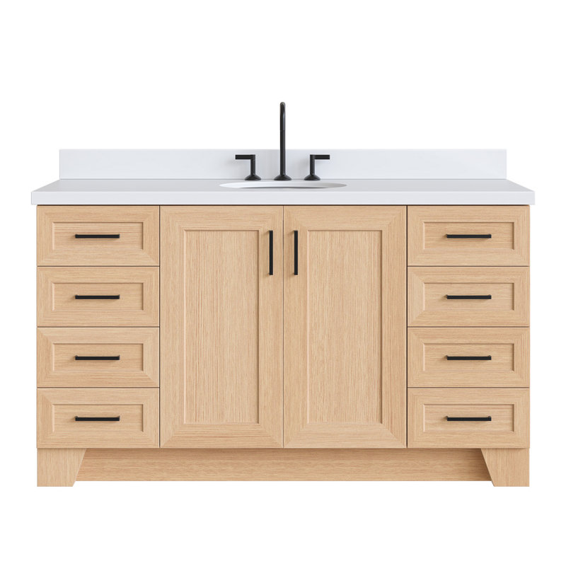 61 IN.  Single Bathroom Vanity, Oval, White Quartz, Vintage Green