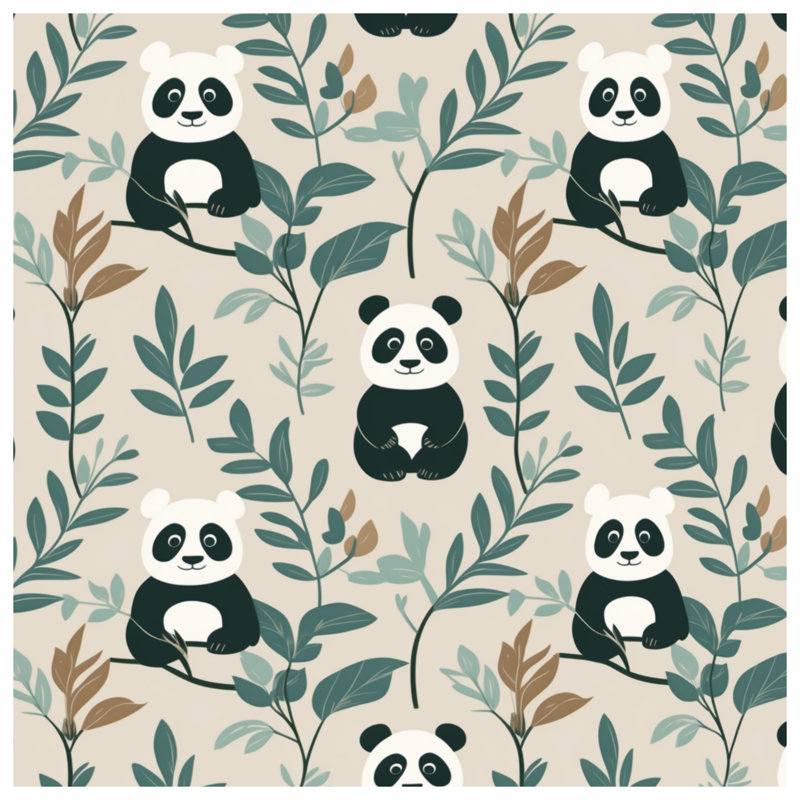 Panda and Leaves Bedding Panda, couvre-lit animal, Lit simple
