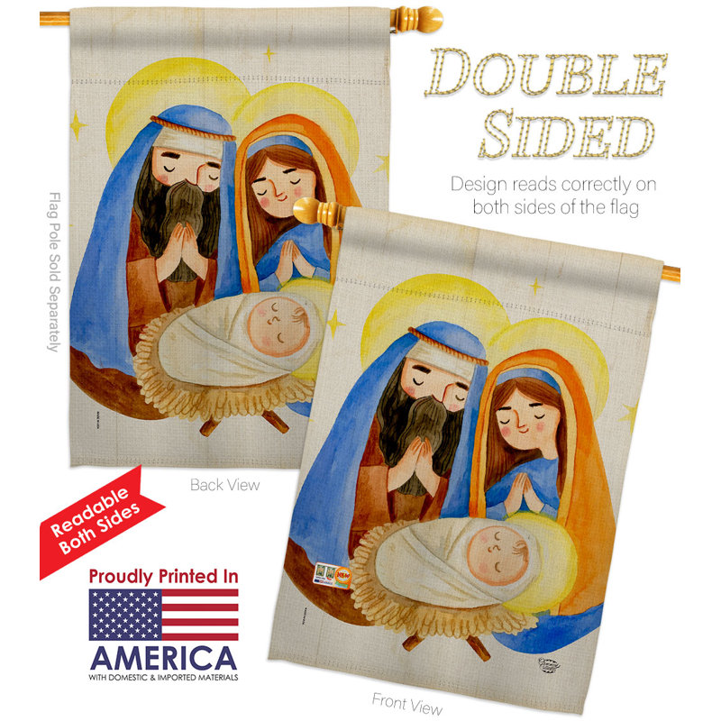 Drapeau de maison de la crèche en polyester 40 x 28 po