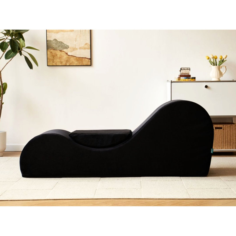 Chaise longue noire pour soulagement de la colonne vertébrale, ergonomique, mousse haute, housse amovible, confort ergonomique, lavable à la machine