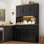 Cage Farmhouse Pantry, armoire de 71 po de hauteur avec prise de courant, éclairage à DEL, 2 tiroirs, 8 portes et rangement ouvert pour la cuisine et la salle à manger
