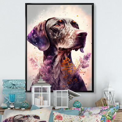 «Cute German Pointer Floral», reproduction sur toile