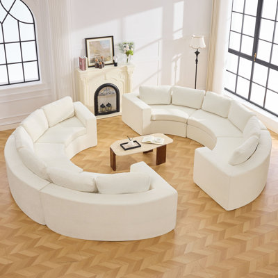 Boneless Curved Sectional Compressed Sofa, 12 Seater with 8.47" Wide Arms, No Assembly Required