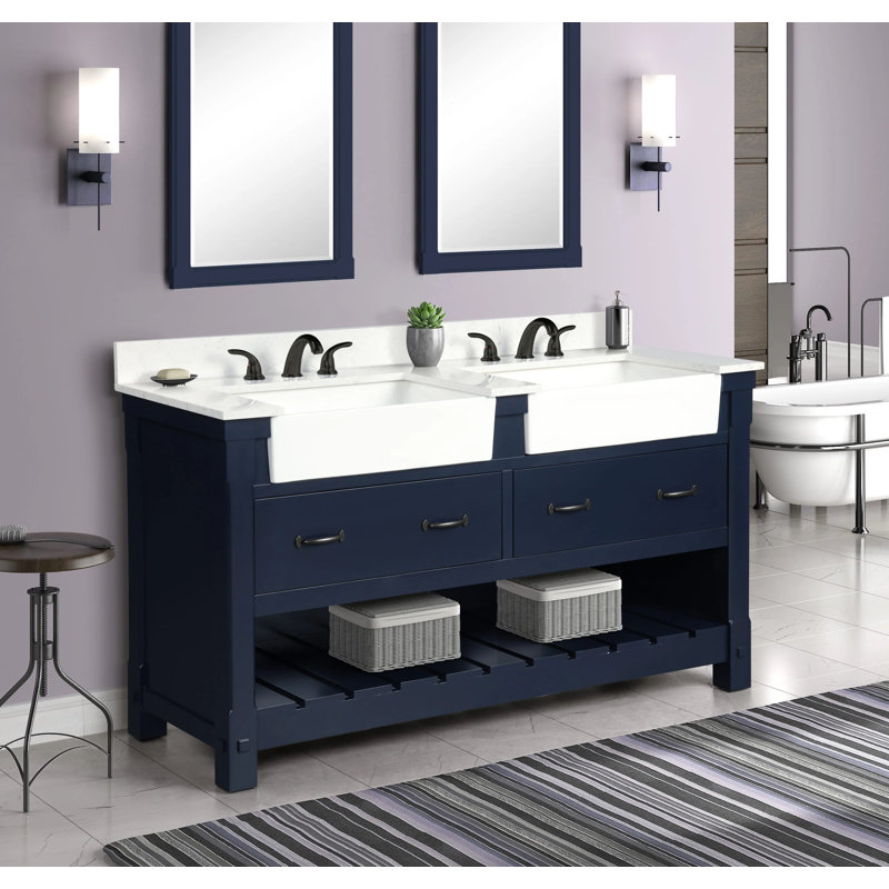 Meuble-lavabo double 60 po Farmington, Marine