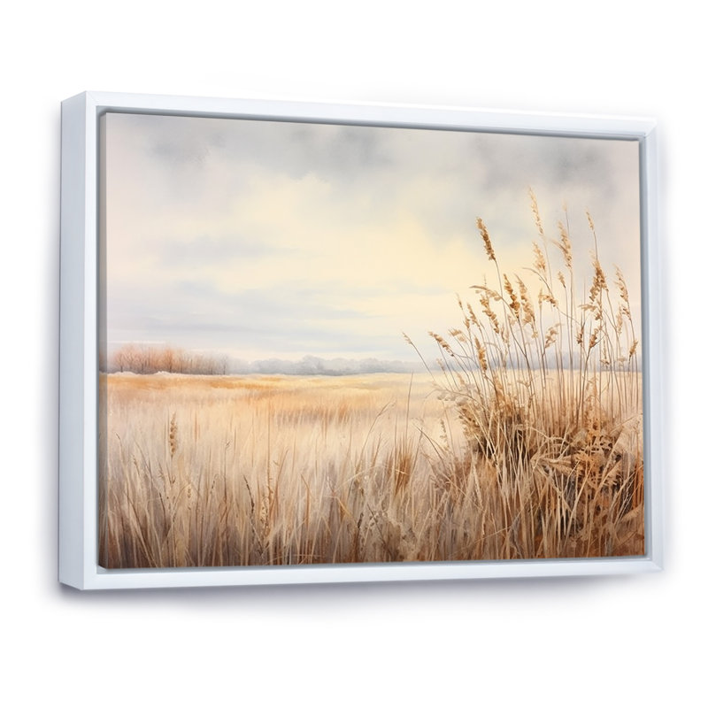 Prairie Peacefulness Meadows II sur toile, Cadre flottant blanc, 24" H x 32" W