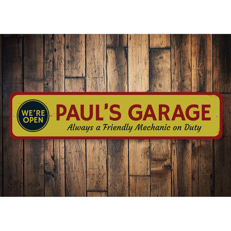 Enseigne personnalisée en aluminium Open Garage, H 6 po x l 24 po x P 0,06 po