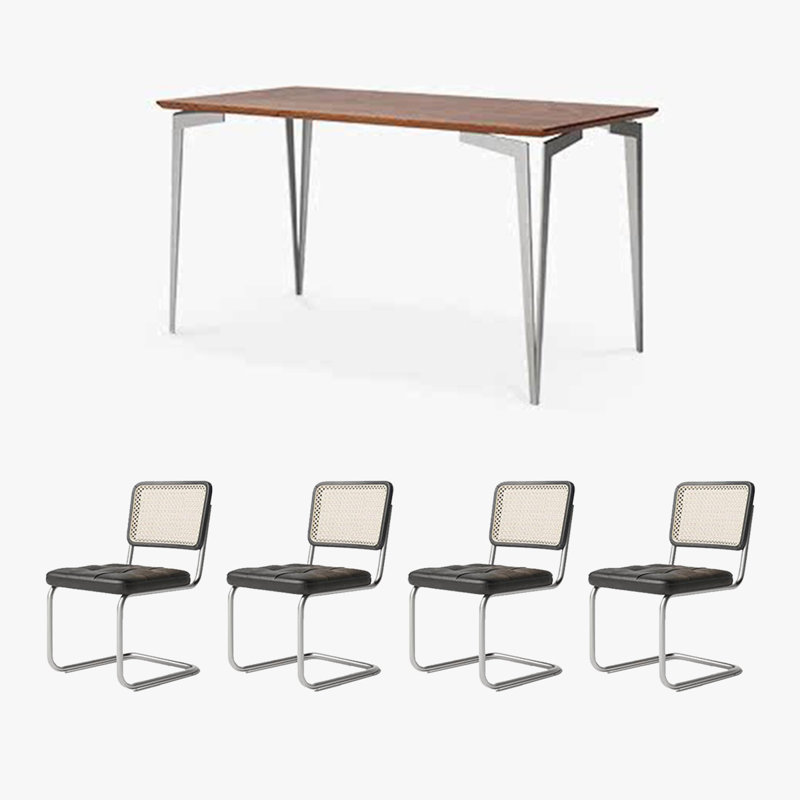 4 - Person Solid Wood Solid Wood Top Four Leg Dining Set,  29.53”H x 31.5”L x 62.99”W