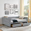 Lit de jour avec couchette rembourrée et capitonnée, avec deux tiroirs, grand lit, tissu Boucle, gris (88 po x 65,5 po x 29,5 po)-961856957
