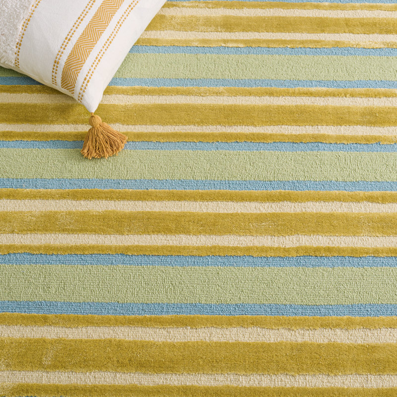 Iosif Hand Tufted Wool Striped Rug, Rectangle 4' x 6'