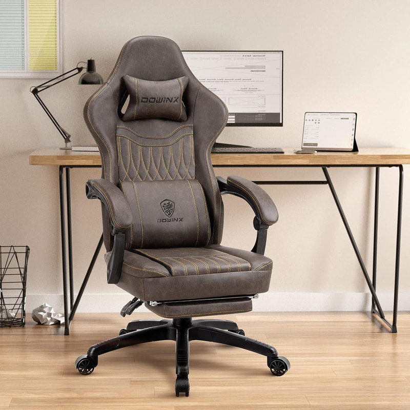 Fauteuil de jeu PC et de course en similicuir c & g home, Noir