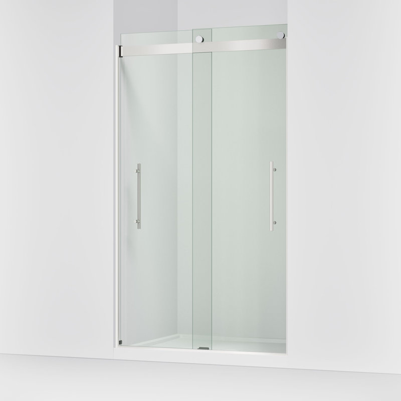 Levity Plus Less Sliding Shower Door, 81-5/8 In. H X 44-5/8 - 47-5/8 In. W, With 3/8 In.-Thick Crystal Clear Glass, Silver