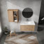 Meuble-lavabo mural 36 po avec lavabo et armoire latérale, portes à fermeture en douceur, armoire combinée (emballage KD)