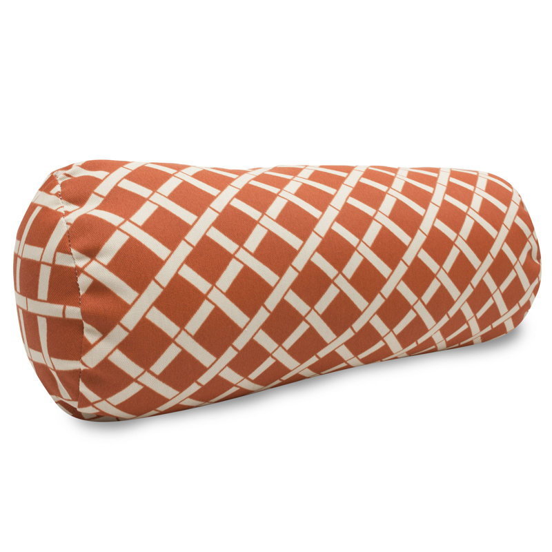 Bamboo Geometric Outdoor Reversible Throw Pillow, Burnt Orange