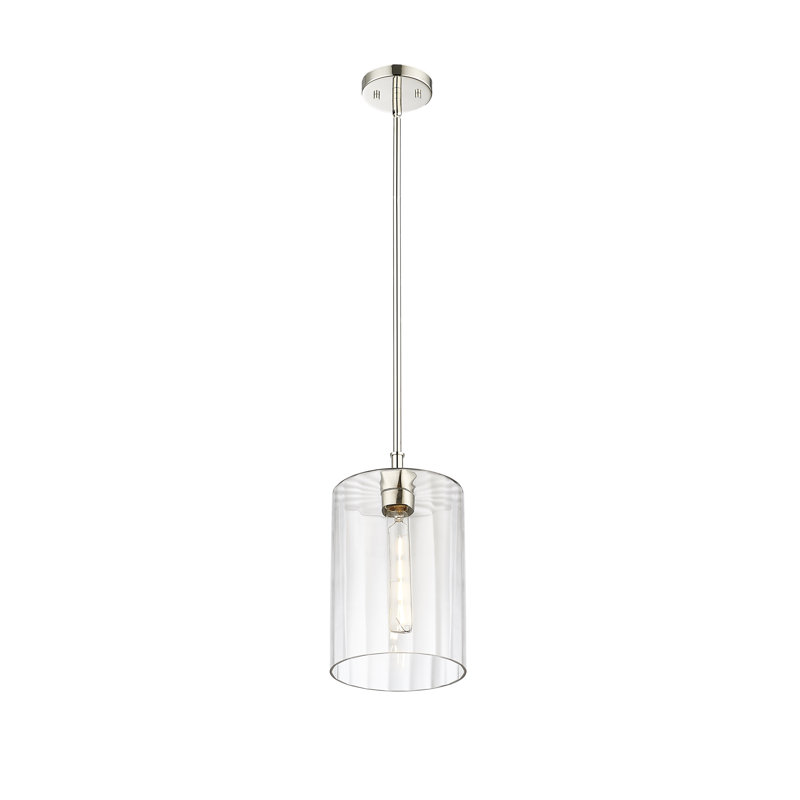 Latitude Run® Raelena 1 Light Pendant Light with Clear Beveled Glass Shade, Polished Nickel