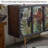 American-Style Vintage Iron And Glass Storage Cabinet