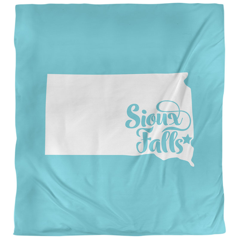 Housse de couette réversible Sioux Falls South Dakota, Polyester brossé, Housse de couette pour grand lit, Bleu sarcelle
