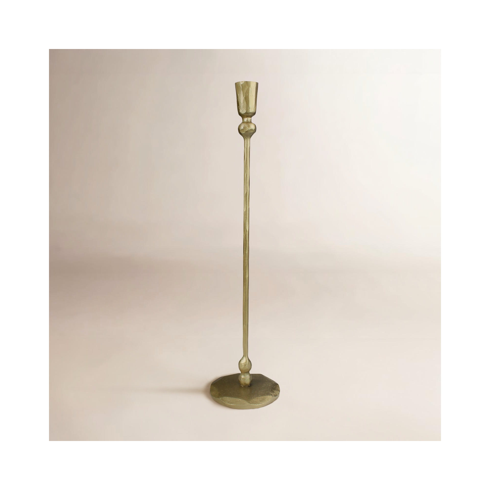 Iron Tabletop Candlestick, 16" H x 3.5" W x 3.5" D