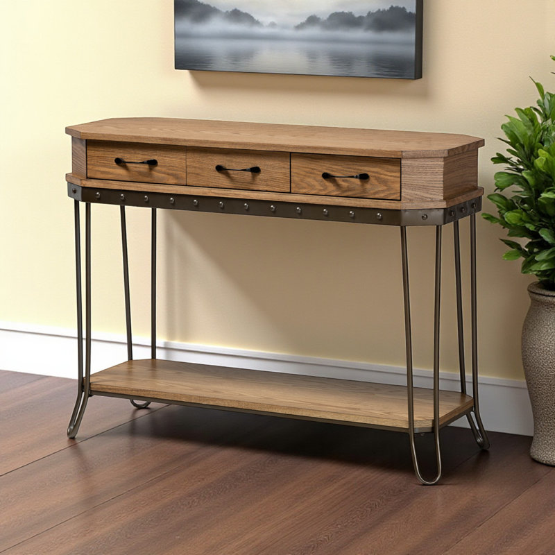 Console Serene à 3 tiroirs au fini brun et noir, H 31,71 po x l 42,68 po x P 15,2 po