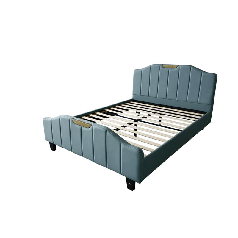 Upholstered Bed, Pewter Blue