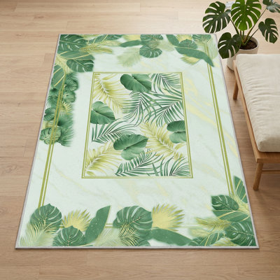 Veridian Palm Botanical Multicolor Area Rug