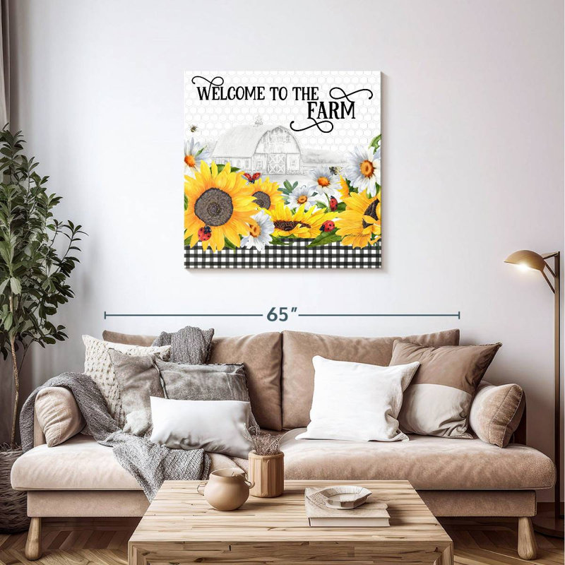 Tergel Sunflowers And Lady Bugs, 36" H x 36" W