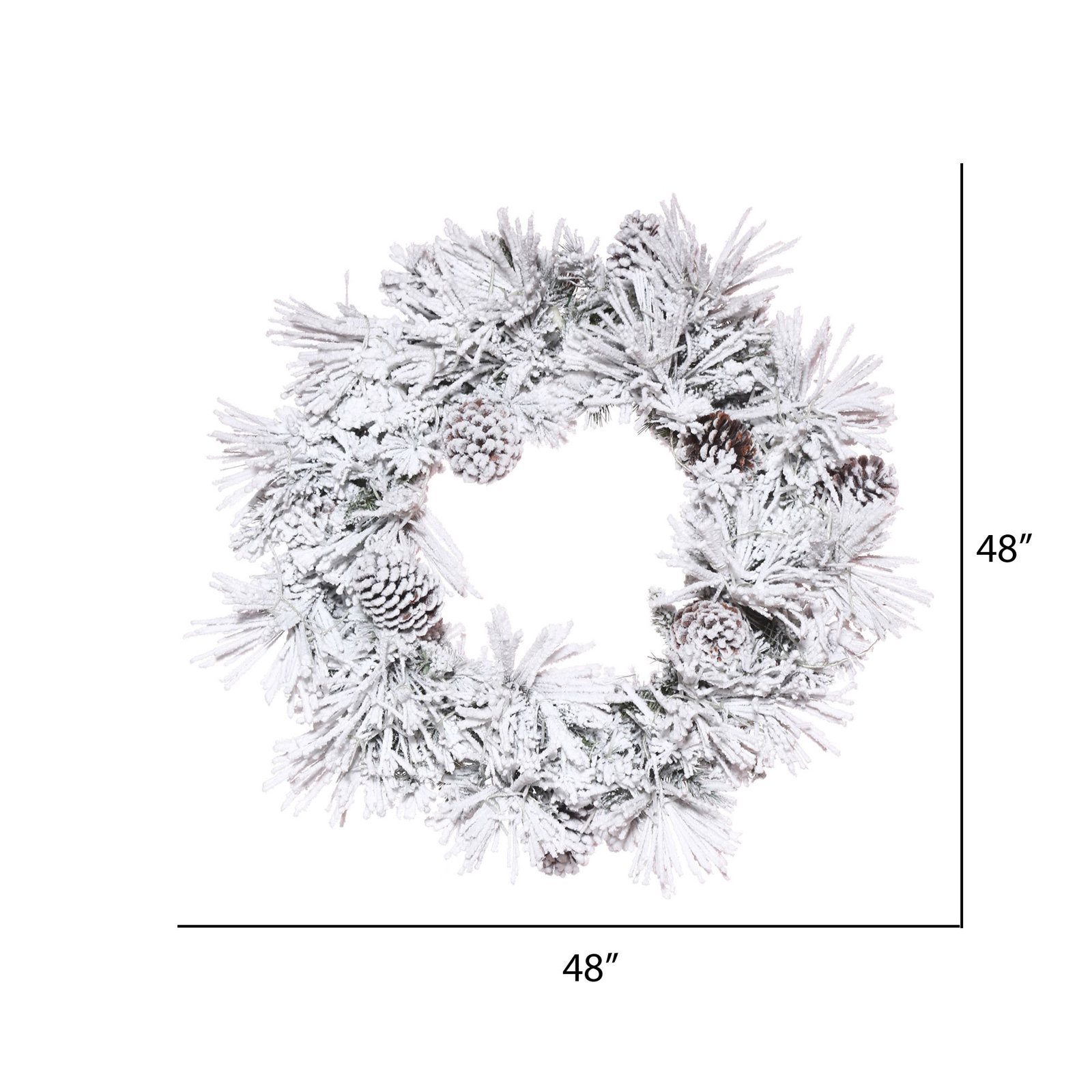 The Twillery Co.® Odaniel 60" Frosted Wreath, 48" H x 48" W x 3" D
