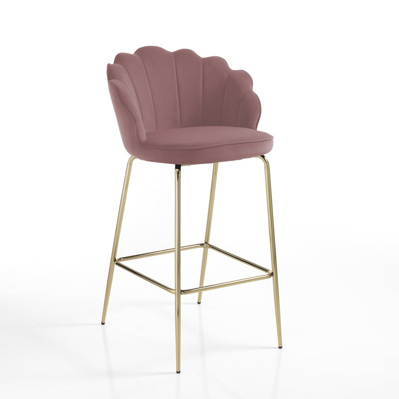 Upholstered Counter Stool with Metal Frame