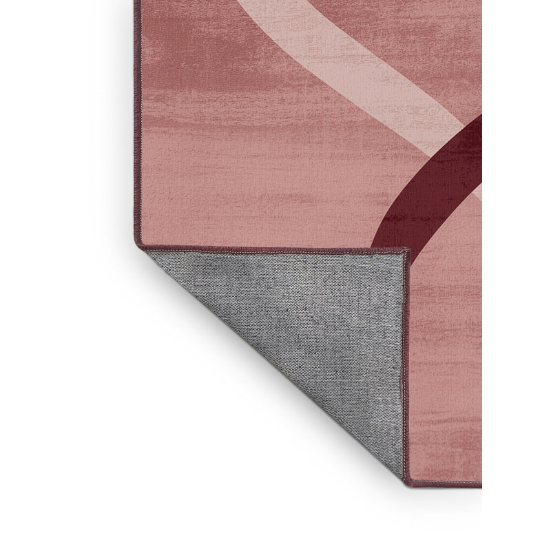 Machine Washable Myrtlewood Valentines Modern & Contemporary Abstract Rug in Brown – Rose Binding, 8x10