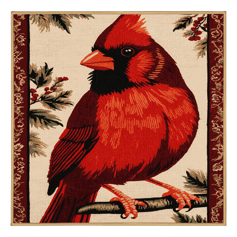  Tapis lavable Northern Cardinal Birds, Rond 6 pi