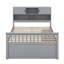 Lit plateforme double en bois massif, cadre de lit capitaine avec 4 tiroirs de rangement, bibliothèque et tablettes, lit de rangement multi-fonctions-289227201
