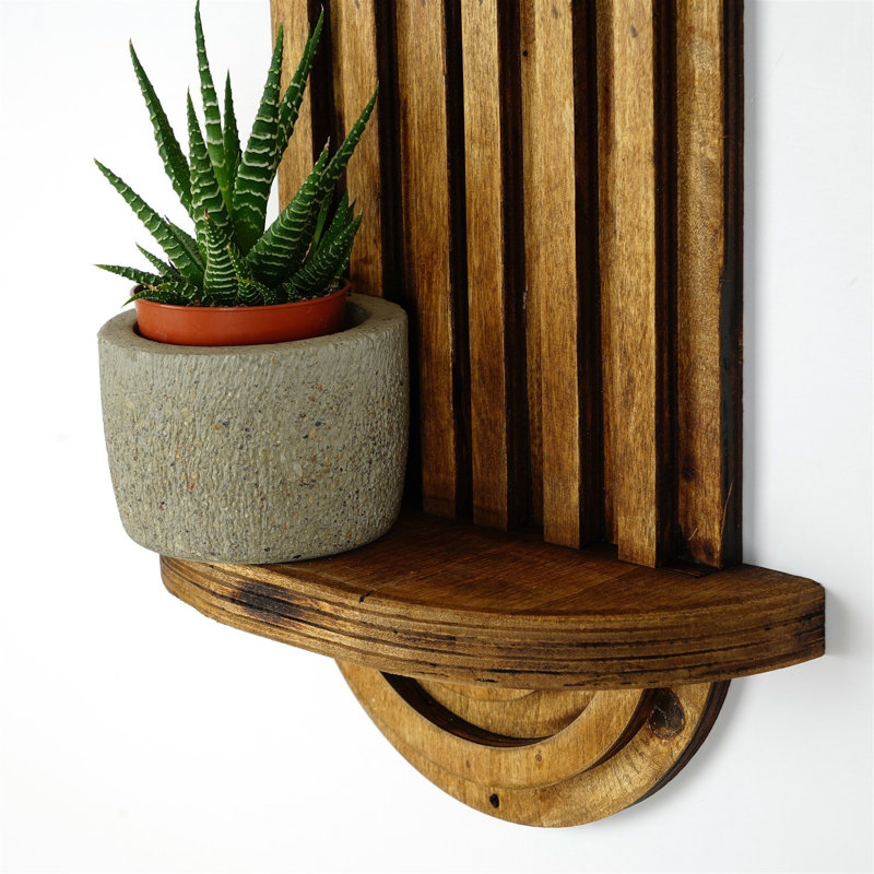 Modern Wall Shelf, Walnut Finish, 15.8 x 7.9 x 3.5 Inches | 100% Plywood Construction, Thickness: 0.7 Inches | Geometric Design, Perfect for Home Décor & Storage Solutions in Living Room, Bedroom & Office