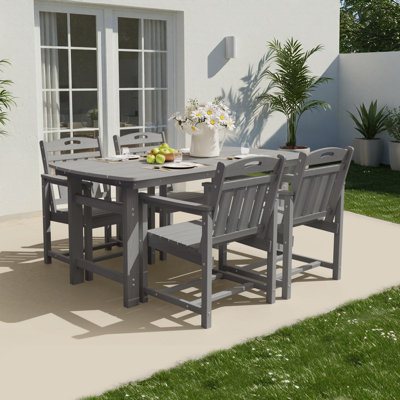  Rectangular HDPE Outdoor Dining Table With Umbrella Hole