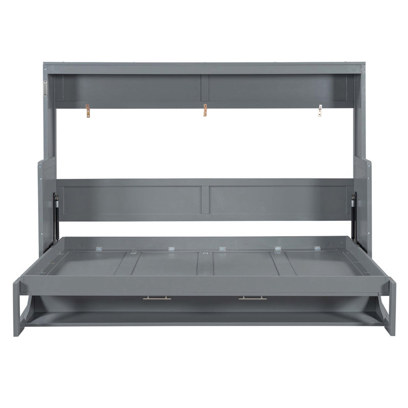 Lit escamotable double, Gris, Lit double