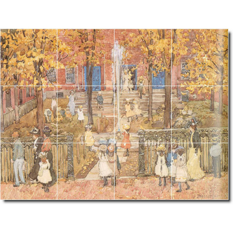 Carreau de céramique décorative 24 po x 18 po 6 po x 6 po, Peinture de la ville de Maurice Prendergast W06836