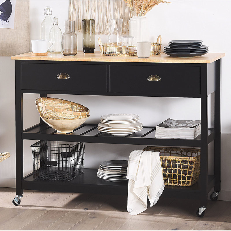 Newhaven Solid Wood Bar Cart, Black