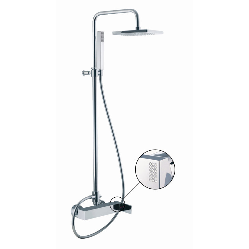 Robinet de douche thermostatique mural Brick Chic avec douche à main, Chrome