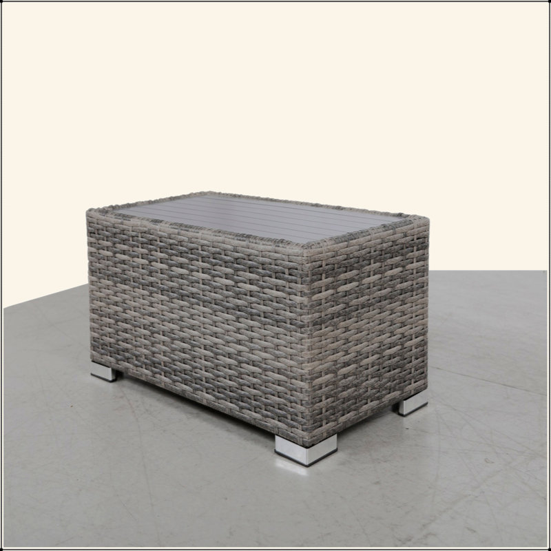 Slatted Side Table With Aluminum Top – Fully Assembled