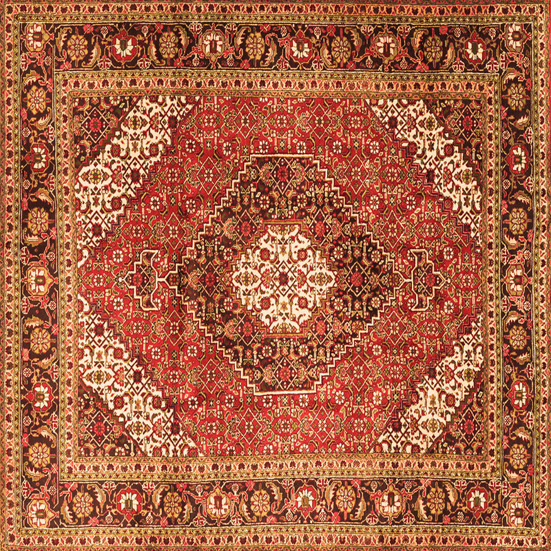 Tapis floral rouge / brun tissé à la machine 7 pi x 7 pi Allcot